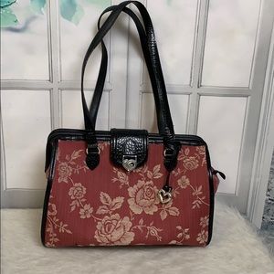 Brighton Red and Black Floral Jacquard Satchel